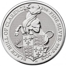 2018 UK 2 Oz Silver Black Bull of Clarence BU (Queen's Beasts Series)