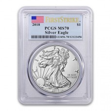 2018 American Silver Eagle PCGS MS70 First Strike Flag Label