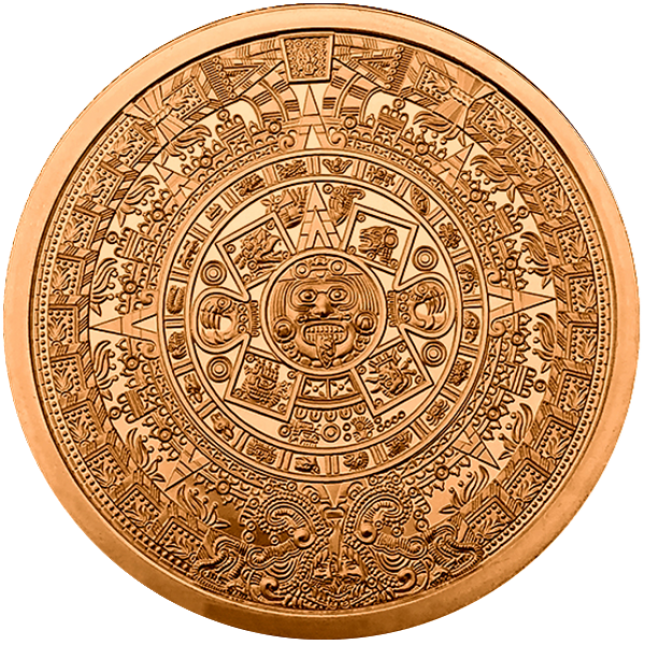 Buy 2 oz Aztec Calendar Copper Round (BU) Monument Metals