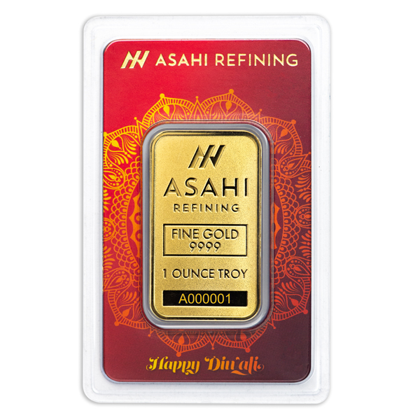 Buy the Asahi 1 oz Diwali Gold Bar (In Assay) Monument Metals